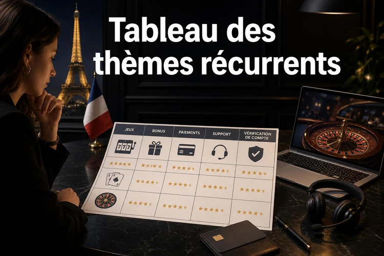 Tableau des thèmes récurrents