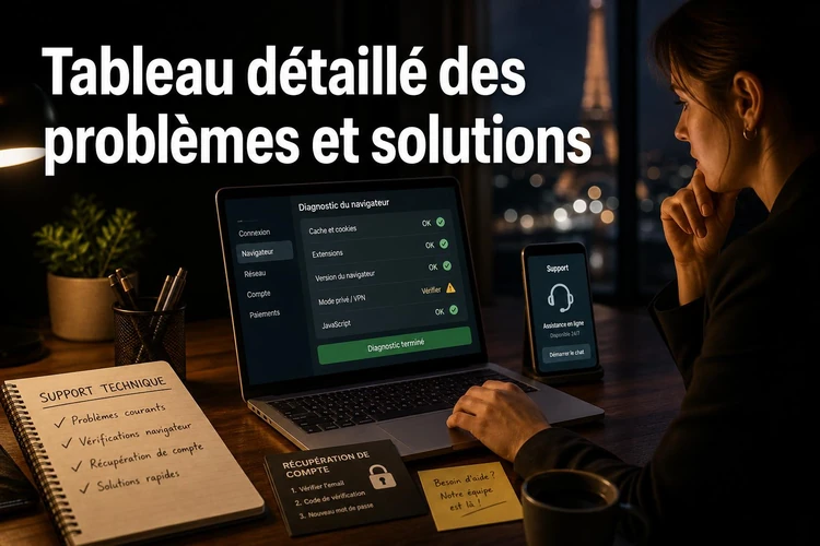 Tableau détaillé des problèmes et solutions